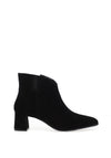 Ara Suede Leather V Topline Heeled Ankle Boots, Black