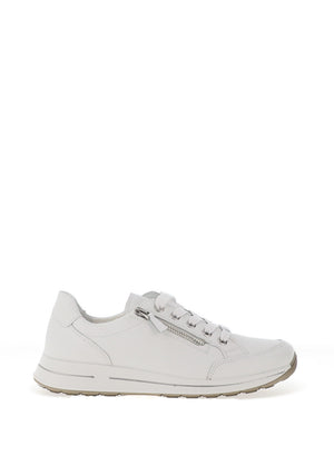 Ara Pebble Wide Fit Suede Laced Trainers, White