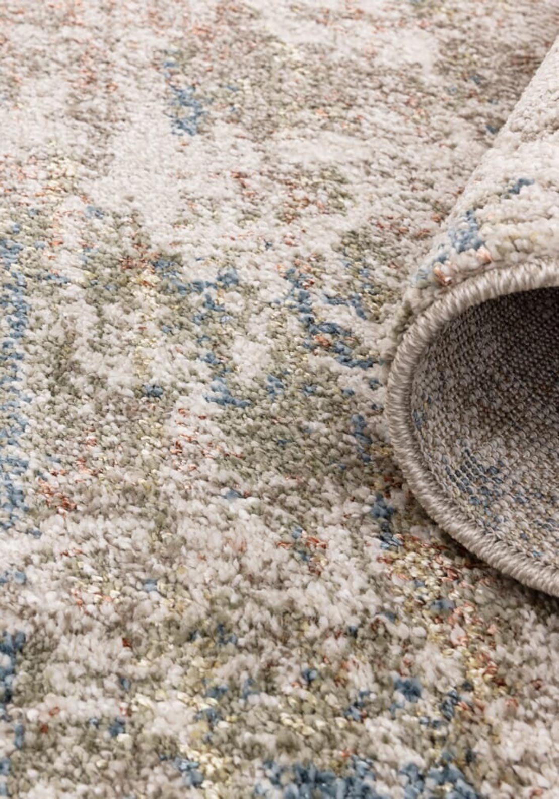 Asiatic London Opal 01 Abstract Print Rug, Beige and Blue