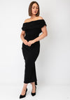 Atom Label Mercury One-Shoulder Midi Dress, Black