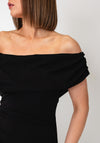 Atom Label Mercury One-Shoulder Midi Dress, Black