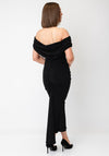 Atom Label Mercury One-Shoulder Midi Dress, Black