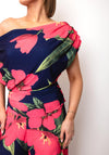 Atom Label Carbon Off The Shoulder Jumpsuit, Fuchsia