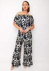 Atom Label Carbon Off The Shoulder Jumpsuit, Leopard Print