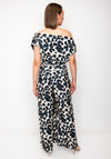 Atom Label Carbon Off The Shoulder Jumpsuit, Leopard Print