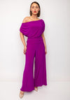 Atom Label Carbon Off The Shoulder Jumpsuit, Magneta Pink