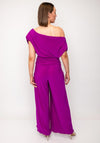 Atom Label Carbon Off The Shoulder Jumpsuit, Magneta Pink