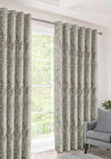 Aura Foliage Azure Lined Eyelet Curtains, Birch