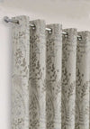 Aura Foliage Azure Lined Eyelet Curtains, Birch