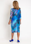 Avalon Buckle Animal Print Pencil Dress, Blue & Pink