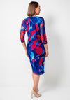Avalon Floral Print Mesh Wrap Pencil Dress, Blue