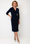 Avalon Textured Wrap Buckle Dress, Navy