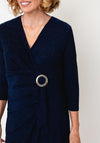 Avalon Textured Wrap Buckle Dress, Navy