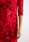 Avalon Rose Print Wrap Buckle Dress, Red