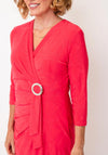 Avalon Textured Wrap Buckle Dress, Pink