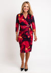 Avalon Watercolour Gathered Waist Dress, Magenta
