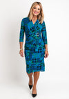Avalon Geometric Gathered Waist Dress, Blue Multi
