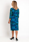 Avalon Geometric Gathered Waist Dress, Blue Multi