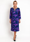 Avalon Zoe Leopard Print Cut-Out Neckline Midi Dress, Royal Purple