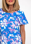 Avalon Carmen Cape Sleeve Printed Pencil Midi Dress, Blue