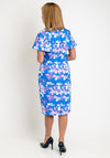 Avalon Carmen Cape Sleeve Printed Pencil Midi Dress, Blue