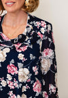 Avalon Floral Print Round Neck Blouse, Navy Multi