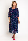 Avalon Bolero Polka Dot Print Mesh Aline Dress and Jacket, Navy