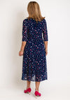 Avalon Bolero Polka Dot Print Mesh Aline Dress and Jacket, Navy