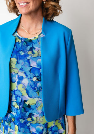 Avalon Abstract Print Dress and Bolero Set, Turquoise