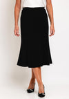 Avalon Panel Flared Midi Skirt, Black