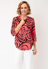 Avalon Abstract Print Blouse, Coral Multi