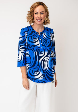 Avalon Abstract Print Blouse, Royal Blue Multi