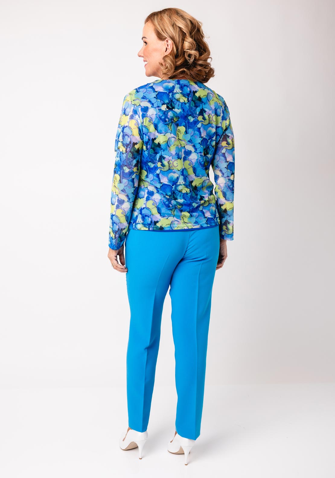Avalon Abstract Print Cowl Neck Top, Blue Multi