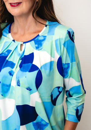 Avalon Watercolour Print Top, Blue