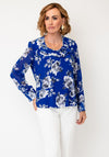 Avalon Floral Print Round Neck Blouse, Blue Multi