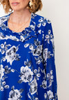 Avalon Floral Print Round Neck Blouse, Blue Multi