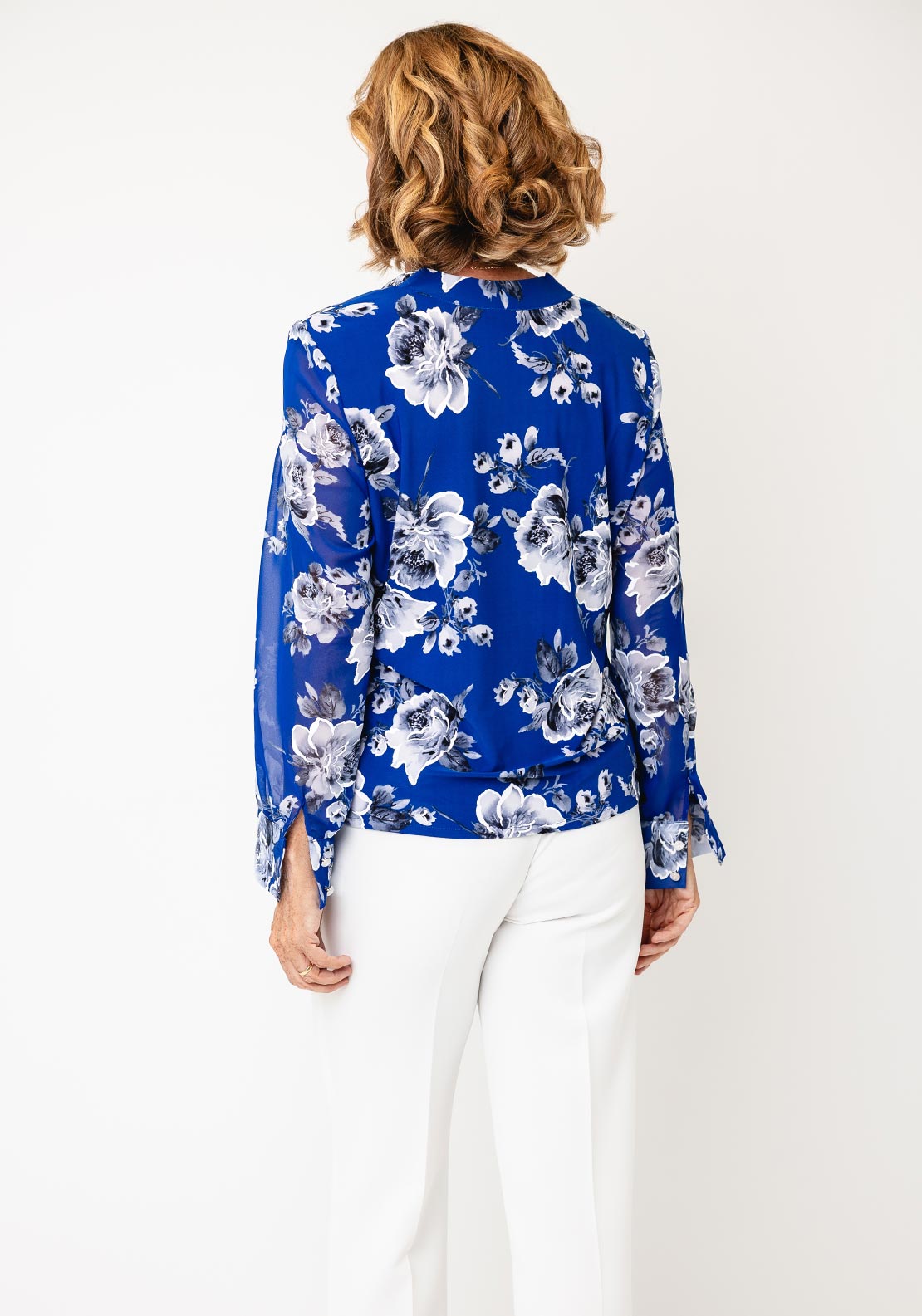 Avalon Floral Print Round Neck Blouse, Blue Multi