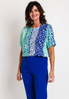 Avalon Dot Print Short Sleeve Top, Green & Blue