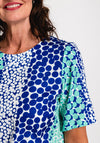Avalon Dot Print Short Sleeve Top, Green & Blue