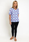 Avalon Geo Print V-Neck Top, Pink & Blue