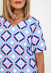 Avalon Geo Print V-Neck Top, Pink & Blue