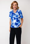 Via Veneto Sandy Floral V Neck Top, Blue