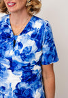 Via Veneto Sandy Floral V Neck Top, Blue
