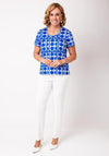 Avalon Geometric Print Top and Jacket Twinset, Blue and White