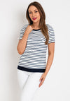 Avalon Stripe Print Jacket & Top Twinset, Navy & White