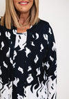 Avalon Flame Print Top & Cardigan Twinset, Black & White