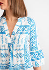 Vero Moda Dicthe Printed Tunic Smock Mini Dress, Snow White & Blue