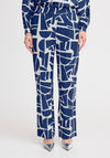b.young Hamma Geometric Print Trousers, Navy and Cream