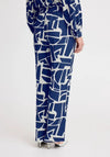 b.young Hamma Geometric Print Trousers, Navy and Cream