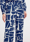 b.young Hamma Geometric Print Trousers, Navy and Cream